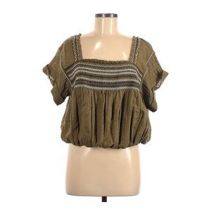 Free People green embroidered top